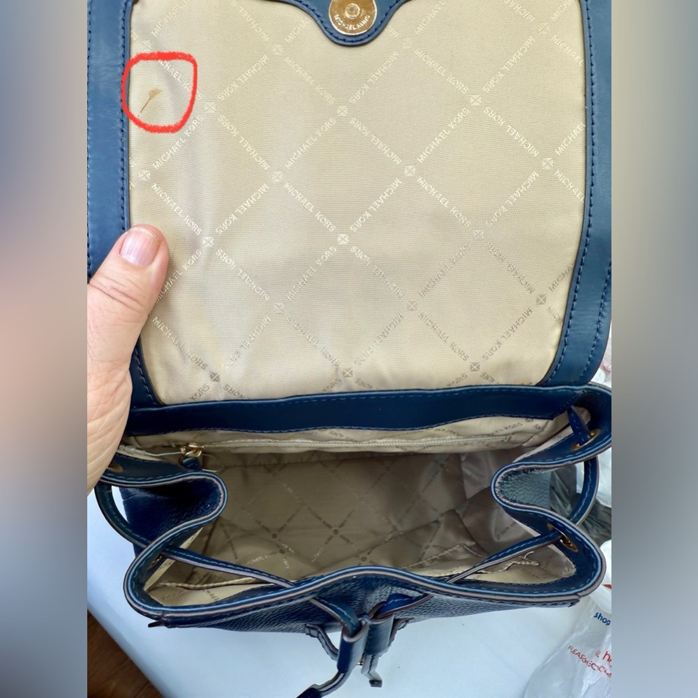 Michael Kors‎ Pebbled Leather Backpack – Navy Blue - Picture 7 of 8